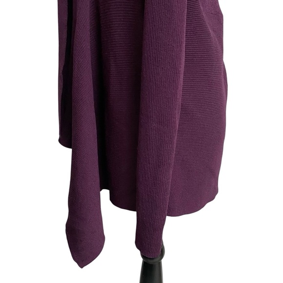 Express Purple Ribbed Open Front Long Cardigan Shawl Collar Size Small - Picture 8 of 13